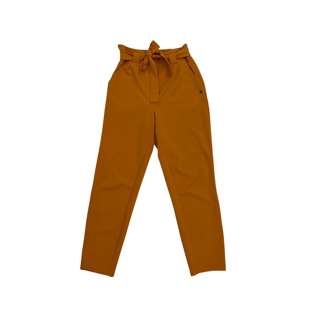 Garcia Women Mustard Yellow Paperbag Waist Trousers High Rise Tapered Pants S